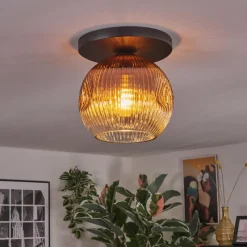 hofstein Ripoll Plafonnier, Boule lumineuse Clair, Cuivré, 1 lumière