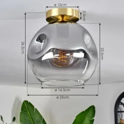 Lampes Dorées-hofstein Ripoll Plafonnier Or, Noir, 1 lumière