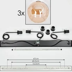 hofstein Ripoll Suspension Ambre, 3 lumières
