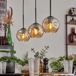 hofstein Ripoll Suspension Ambre, 3 lumières