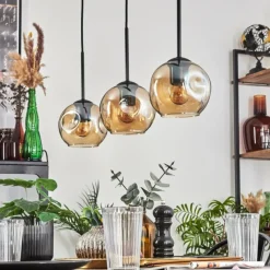 hofstein Ripoll Suspension Ambre, 3 lumières