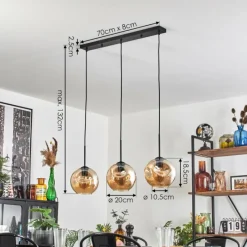 hofstein Ripoll Suspension Ambre, 3 lumières