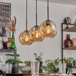 hofstein Ripoll Suspension Ambre, 3 lumières