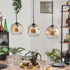 hofstein Ripoll Suspension Ambre, Clair, 3 lumières