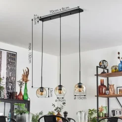 hofstein Ripoll Suspension Ambre, Clair, 3 lumières