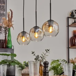 hofstein Ripoll Suspension Ambre, Clair, 3 lumières