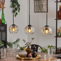 hofstein Ripoll Suspension Ambre, Clair, 3 lumières