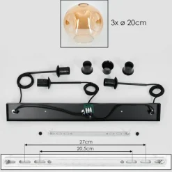 hofstein Ripoll Suspension Ambre, Clair, 3 lumières