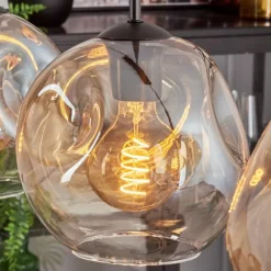 hofstein Ripoll Suspension Ambre, Clair, 3 lumières