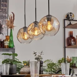 hofstein Ripoll Suspension Ambre, Clair, 3 lumières