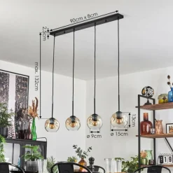 hofstein Ripoll Suspension Ambre, Clair, 4 lumières