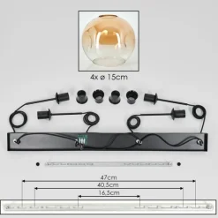 hofstein Ripoll Suspension Ambre, Clair, 4 lumières