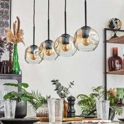 hofstein Ripoll Suspension Ambre, Clair, 4 lumières