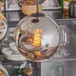 hofstein Ripoll Suspension, Boule lumineuse, Suspension Chrome, Fumé, 4 lumières