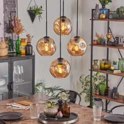 hofstein Ripoll Suspension, Boule lumineuse, Suspension Ambre, 4 lumières