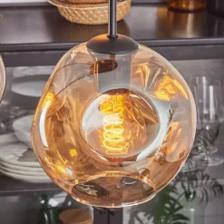 hofstein Ripoll Suspension, Boule lumineuse, Suspension Ambre, 4 lumières