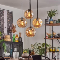 hofstein Ripoll Suspension, Boule lumineuse, Suspension Ambre, 4 lumières