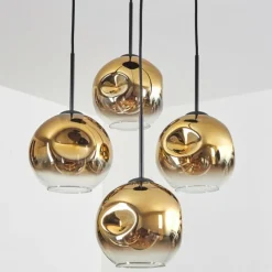 hofstein Ripoll Suspension, Boule lumineuse, Suspension Or, Clair, 4 lumières