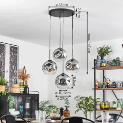 Suspension Verre Fumé-hofstein Ripoll Suspension, Boule lumineuse, Suspension Clair, Fumé, 4 lumières