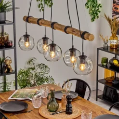 hofstein Ripoll Suspension, Boule lumineuse, Suspension Écru, Noir, 5 lumières