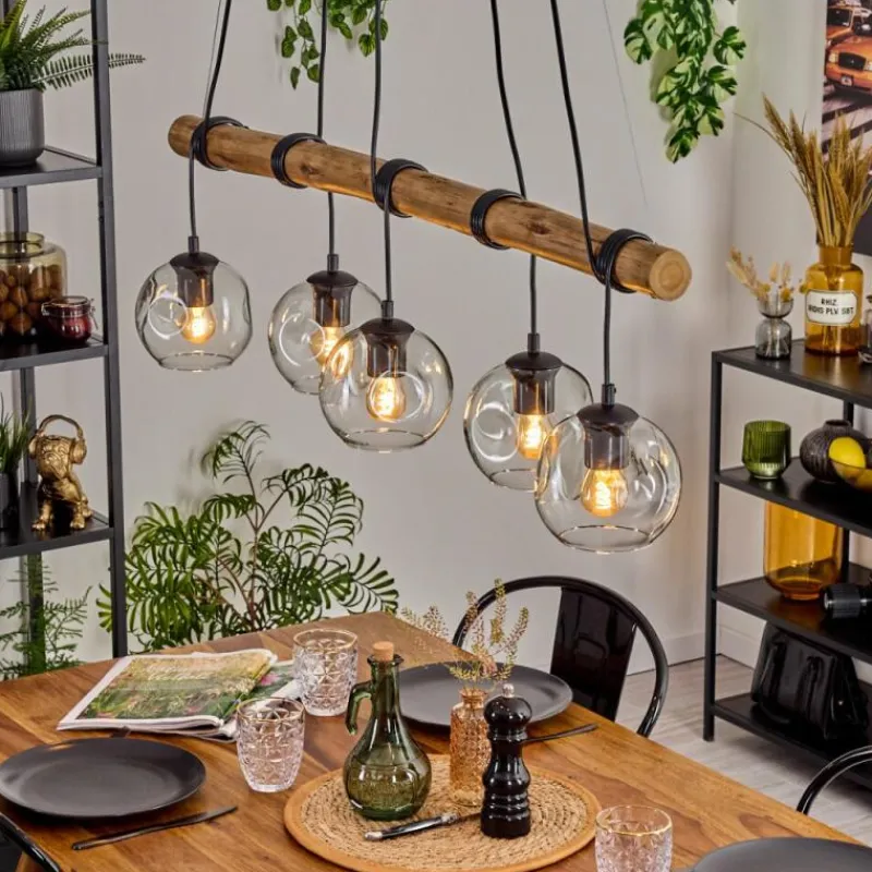 hofstein Ripoll Suspension, Boule lumineuse, Suspension Écru, Noir, 5 lumières