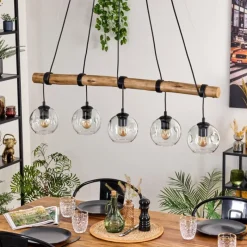 hofstein Ripoll Suspension, Boule lumineuse, Suspension Écru, Noir, 5 lumières