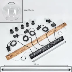 hofstein Ripoll Suspension, Boule lumineuse, Suspension Écru, Noir, 5 lumières