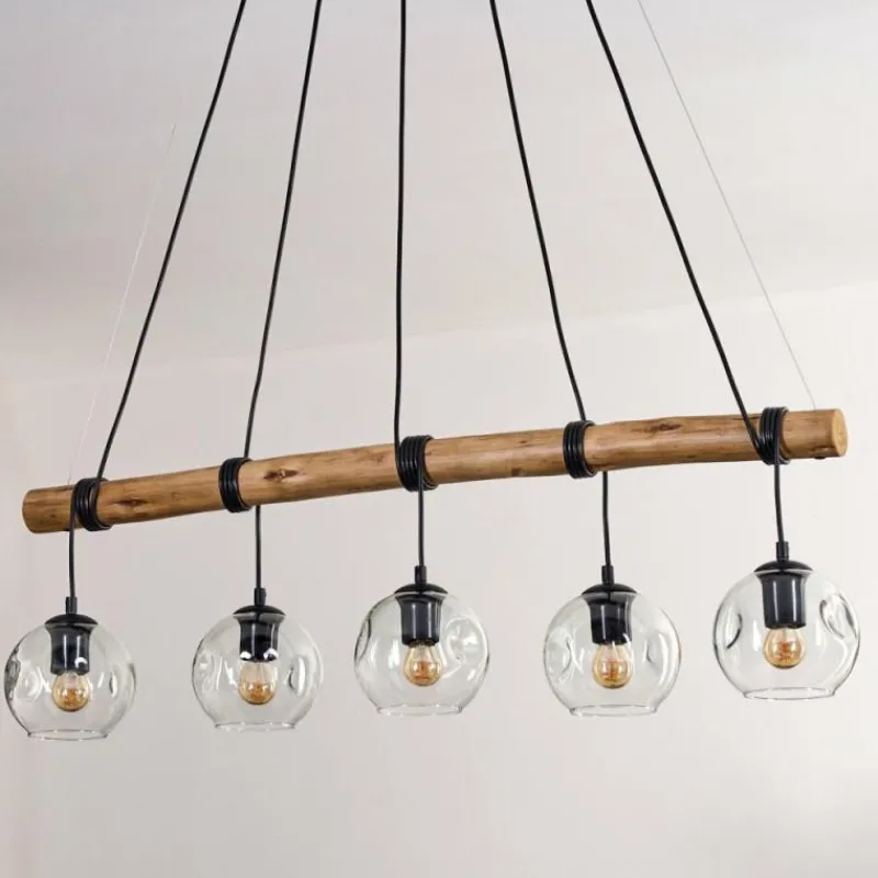 hofstein Ripoll Suspension, Boule lumineuse, Suspension Écru, Noir, 5 lumières