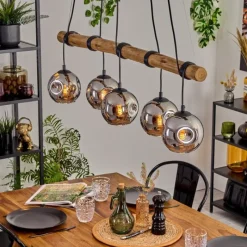 hofstein Ripoll Suspension, Boule lumineuse, Suspension Écru, Noir, 5 lumières