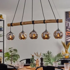 hofstein Ripoll Suspension, Boule lumineuse, Suspension Écru, Noir, 5 lumières