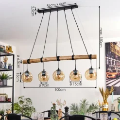 Style Boho-Chic-hofstein Ripoll Suspension, Boule lumineuse, Suspension Écru, Noir, 5 lumières