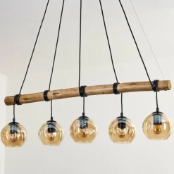 Style Boho-Chic-hofstein Ripoll Suspension, Boule lumineuse, Suspension Écru, Noir, 5 lumières
