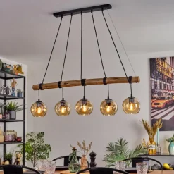 Style Boho-Chic-hofstein Ripoll Suspension, Boule lumineuse, Suspension Écru, Noir, 5 lumières