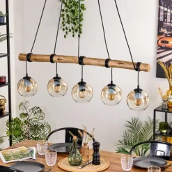Style Boho-Chic-hofstein Ripoll Suspension, Boule lumineuse, Suspension Écru, Noir, 5 lumières