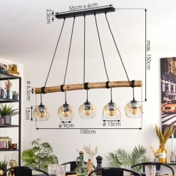 Style Boho-Chic-hofstein Ripoll Suspension, Boule lumineuse, Suspension Écru, Noir, 5 lumières