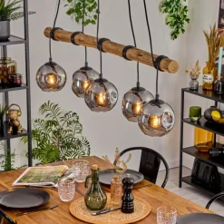 Suspension Verre Fumé-hofstein Ripoll Suspension, Boule lumineuse, Suspension Fumé, 5 lumières