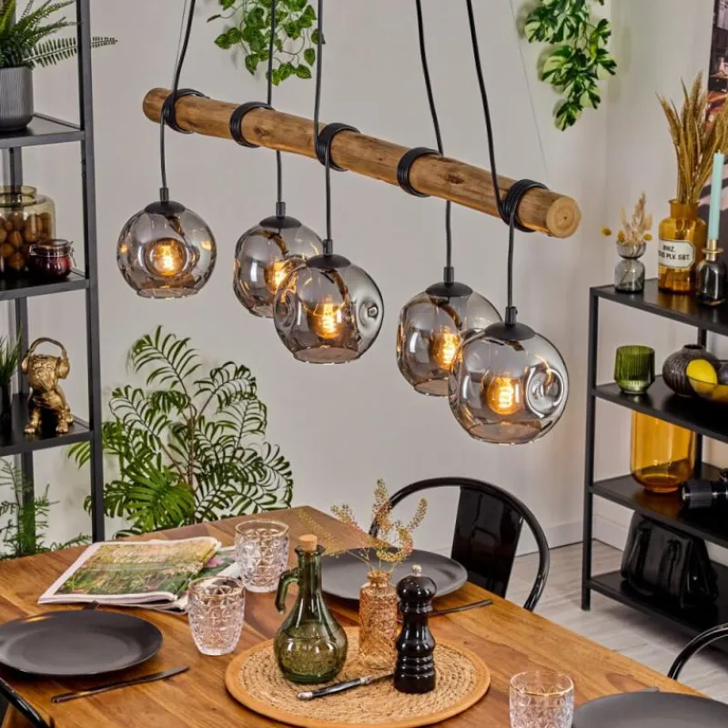 Suspension Verre Fumé-hofstein Ripoll Suspension, Boule lumineuse, Suspension Fumé, 5 lumières