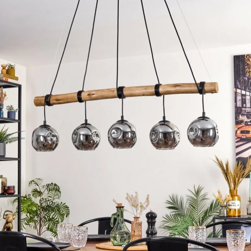 Suspension Verre Fumé-hofstein Ripoll Suspension, Boule lumineuse, Suspension Fumé, 5 lumières