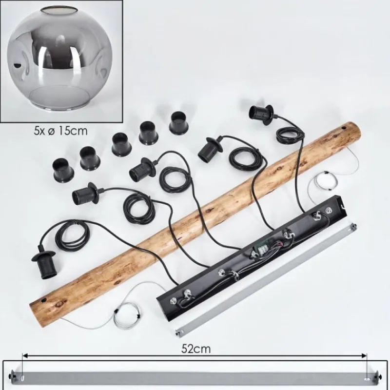 Suspension Verre Fumé-hofstein Ripoll Suspension, Boule lumineuse, Suspension Fumé, 5 lumières