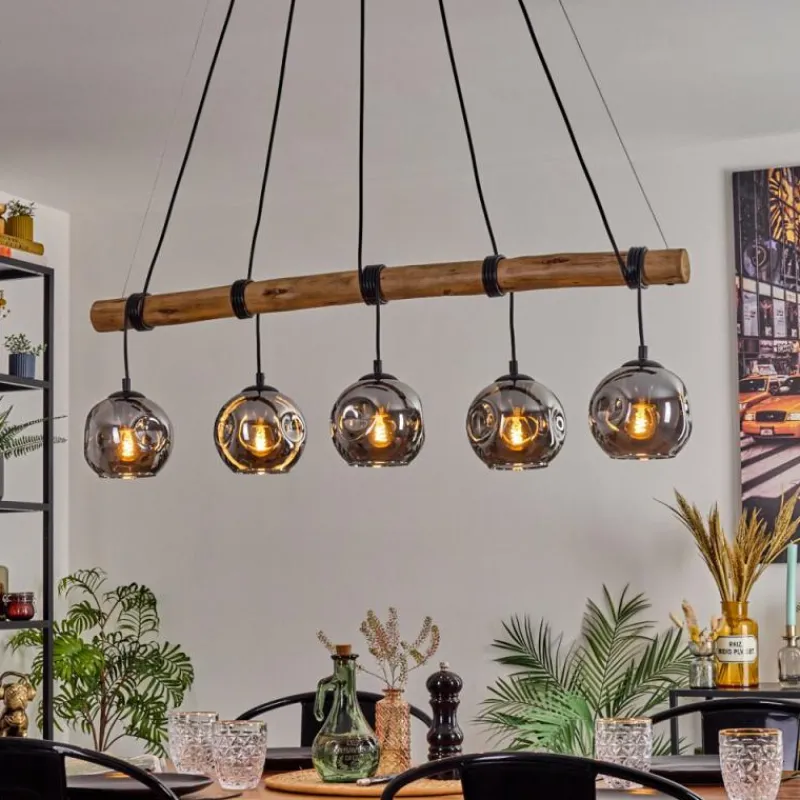 Suspension Verre Fumé-hofstein Ripoll Suspension, Boule lumineuse, Suspension Fumé, 5 lumières