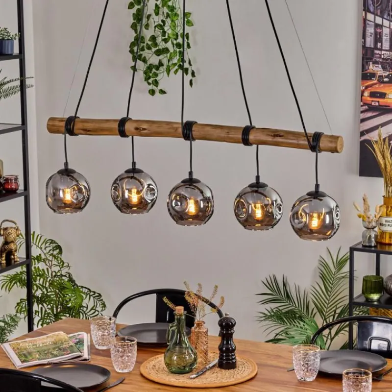 Suspension Verre Fumé-hofstein Ripoll Suspension, Boule lumineuse, Suspension Fumé, 5 lumières