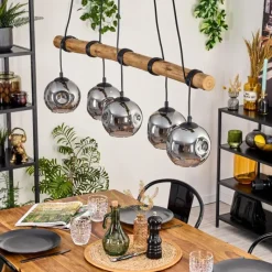 Suspension Verre Fumé-hofstein Ripoll Suspension, Boule lumineuse, Suspension Fumé, 5 lumières