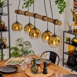 Lampes Dorées-hofstein Ripoll Suspension, Boule lumineuse, Suspension Or, Clair, 5 lumières