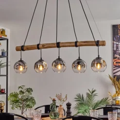 hofstein Ripoll Suspension, Boule lumineuse, Suspension Clair, Fumé, 5 lumières