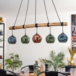 hofstein Ripoll Suspension, Boule lumineuse, Suspension Bleu, Vert, Cuivré, 5 lumières