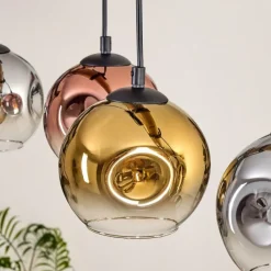 Lampes Dorées-hofstein Ripoll Suspension, Boule lumineuse, Suspension Écru, Noir, 5 lumières