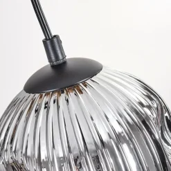 hofstein Ripoll Suspension, Boule lumineuse, Suspension Écru, Noir, 5 lumières