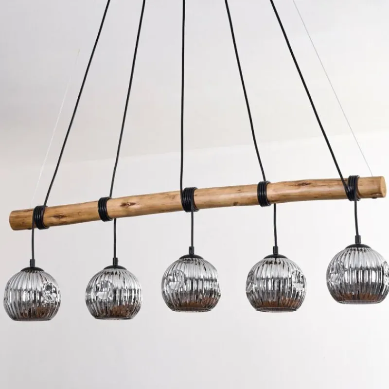 hofstein Ripoll Suspension, Boule lumineuse, Suspension Écru, Noir, 5 lumières
