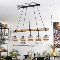 hofstein Ripoll Suspension, Boule lumineuse, Suspension Écru, Noir, 5 lumières