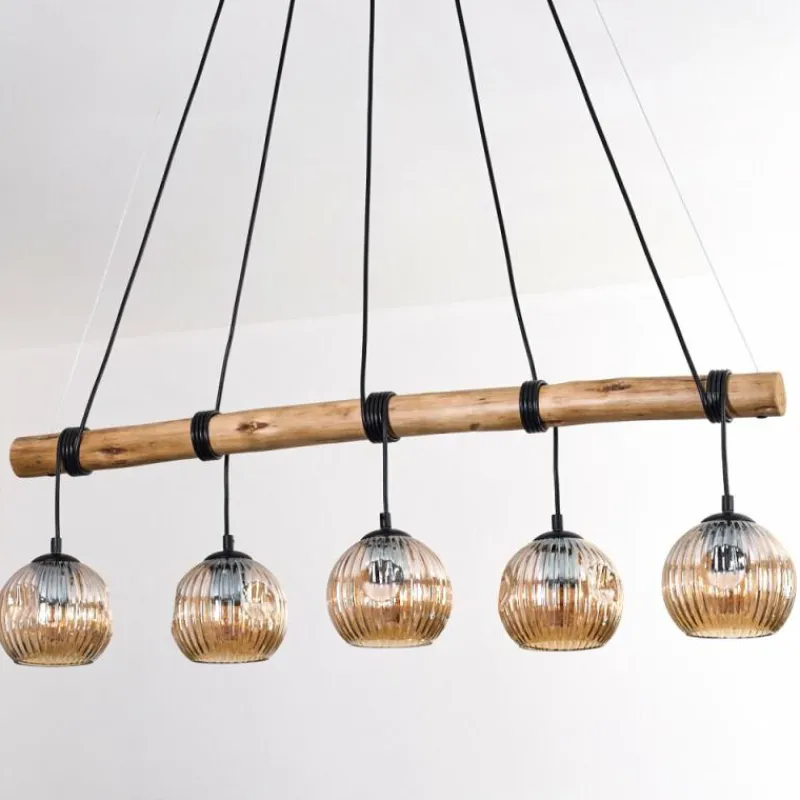 hofstein Ripoll Suspension, Boule lumineuse, Suspension Écru, Noir, 5 lumières